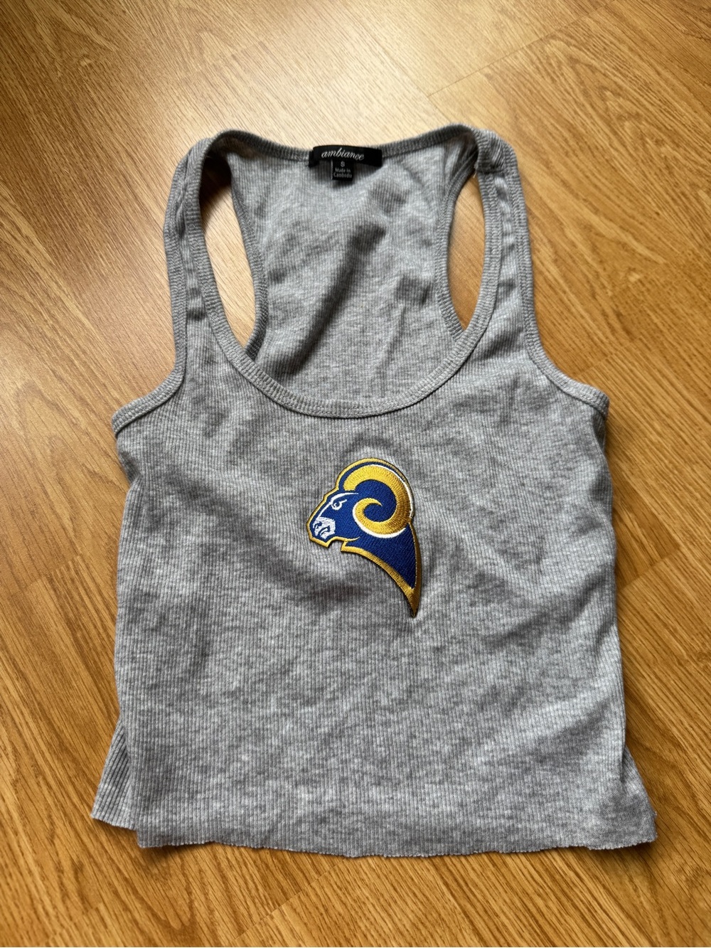 Los Angeles Rams Gray Ribbed Racerback Tank